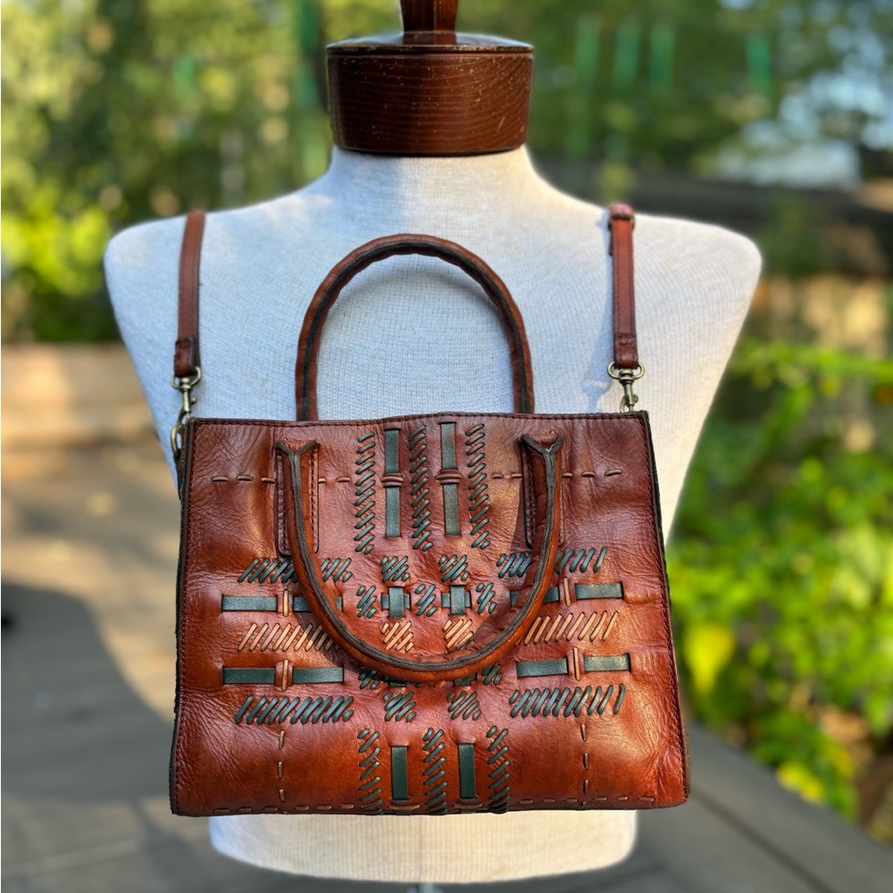 Patricia Nash Plaid Leather Woven Mini Bag